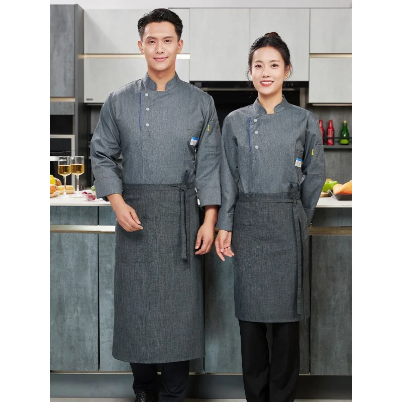 Tuta da cuoco dell'hotel Manica lunga Impermeabile da uomo e da donna Autunno e inverno Ristorante Cucina e mensa Hot Pot Barbecue R