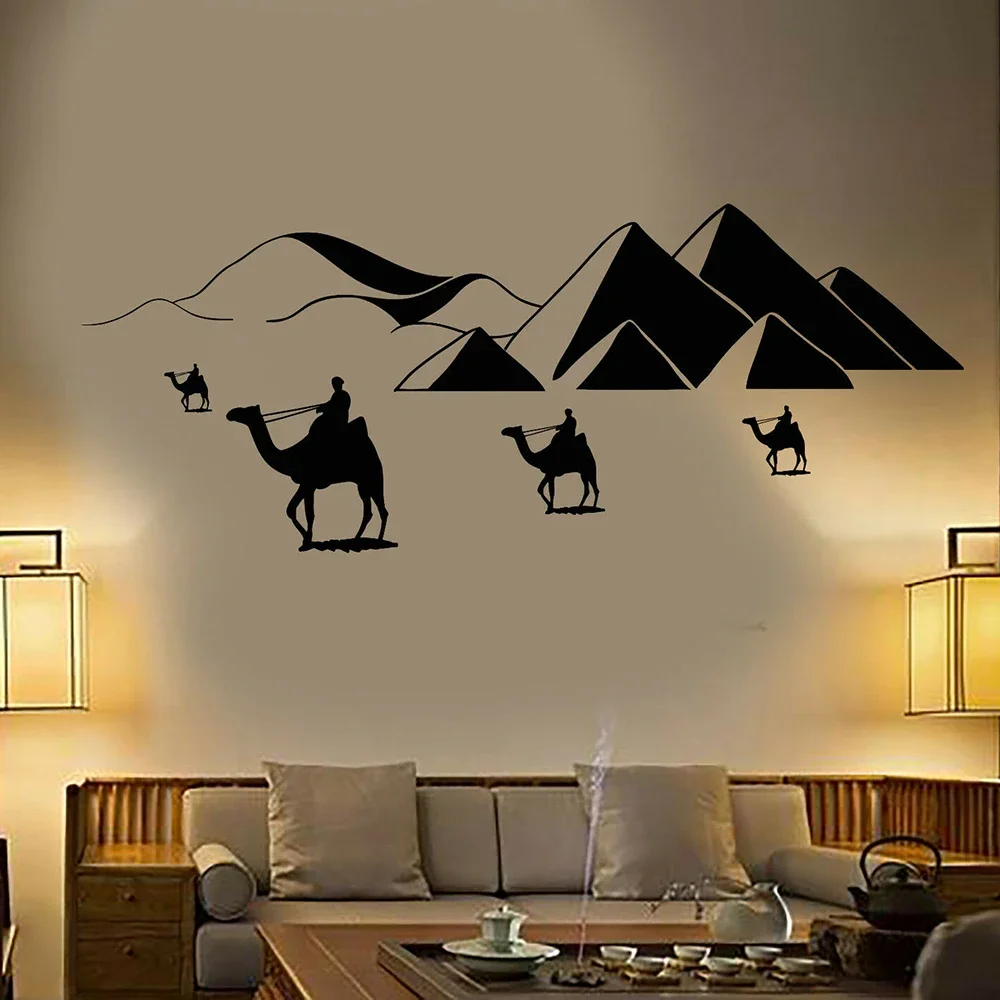 Vinyl Wall Decal Bedouins Desert Landscape Camels Nomads Wall Stickers for Home Living Room Bedroom Decoration Accessories B489