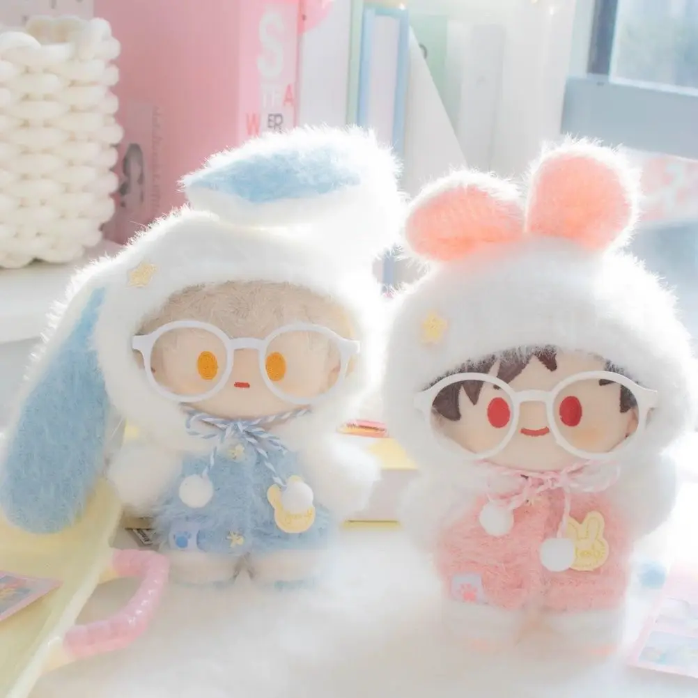 10cm 15cm 20cm Plush Doll Clothes, Cute Rabbit Ears Pink Blue Sweater Outfit, No Attribute Warm Knit Wear for Cotton Plush Dolls