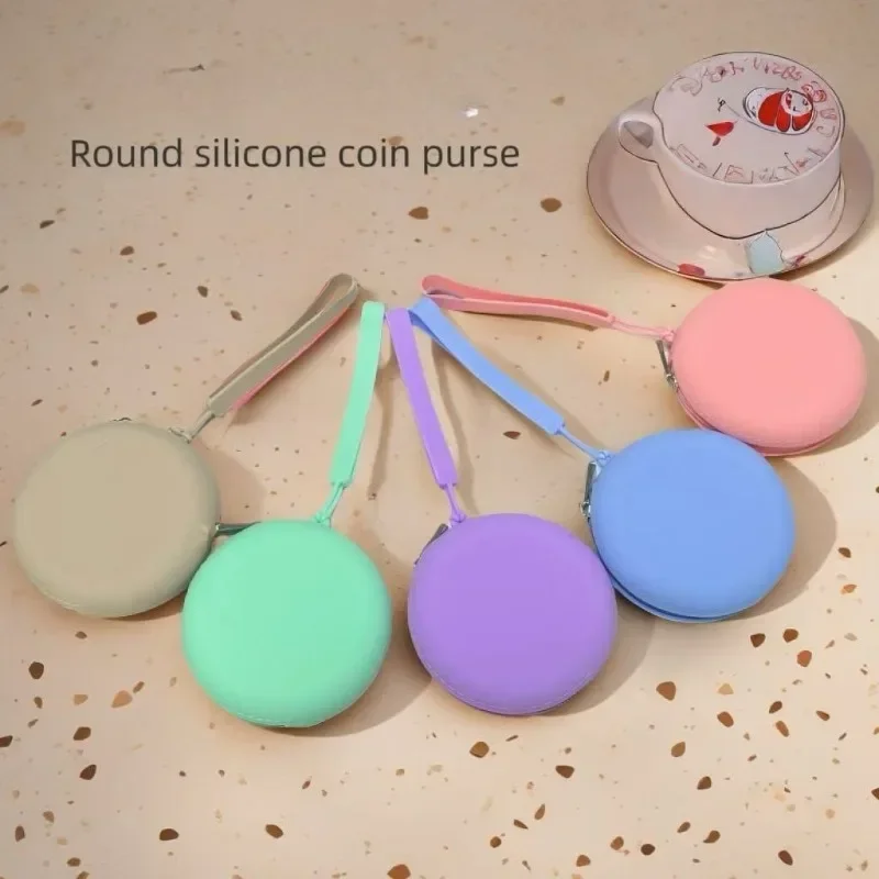 Coin Earphone Case with Lanyard Silicone Pouch Multipurpose Waterproof for Headphones Keys and Outdoor Essentials Round Hot Sale