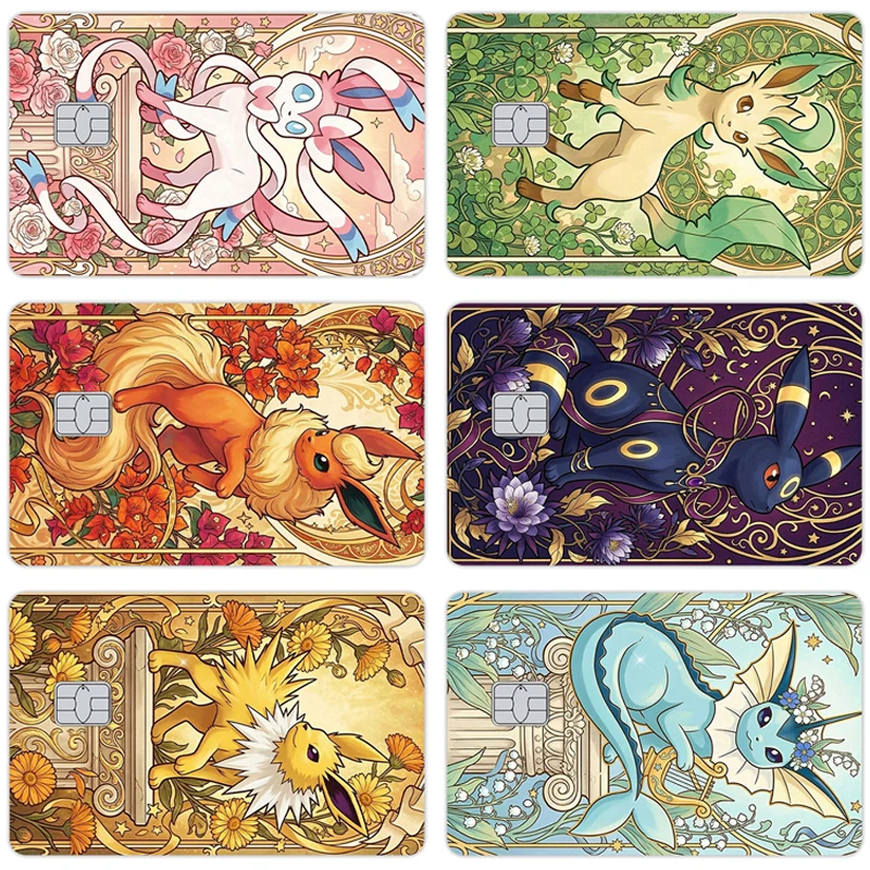 Sylveon Umbreon Leafeon Series Anime Cartoon Matte Bank Debit Card Sticker Decoration Accessories Daily Accessory Birthday Gift
