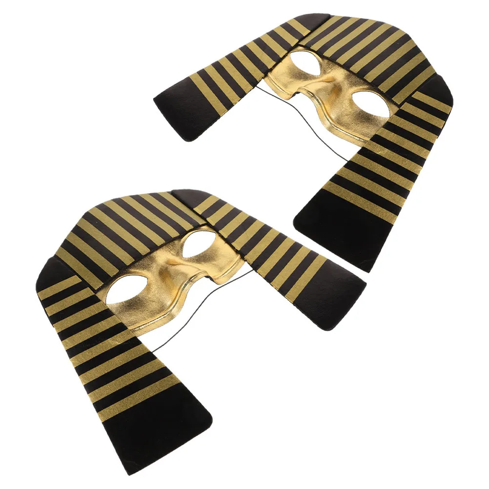 2Pcs 어린이 파라오 마스크 할로윈 이집트 의상 조정 가능한 편안한 마스크 파티 코스프레 마스크 액세서리