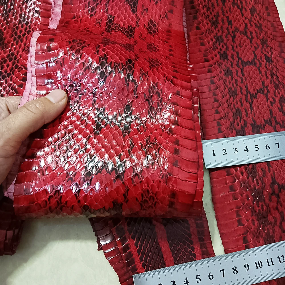 Red Series Snake Skin Printing Leather Snake Skin For Phone Case, Leather Bag, Belt DIY, Handmade Watch Strap Making Materials