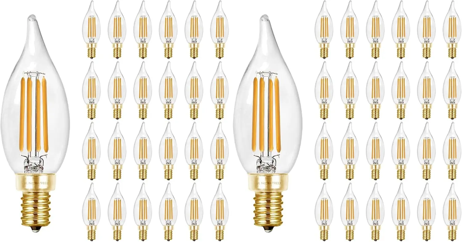 Warm White Dimmable Chandelier LED Candelabra Bulbs 60 Watt Equivalent 2700K Flame Tip E12 Pack