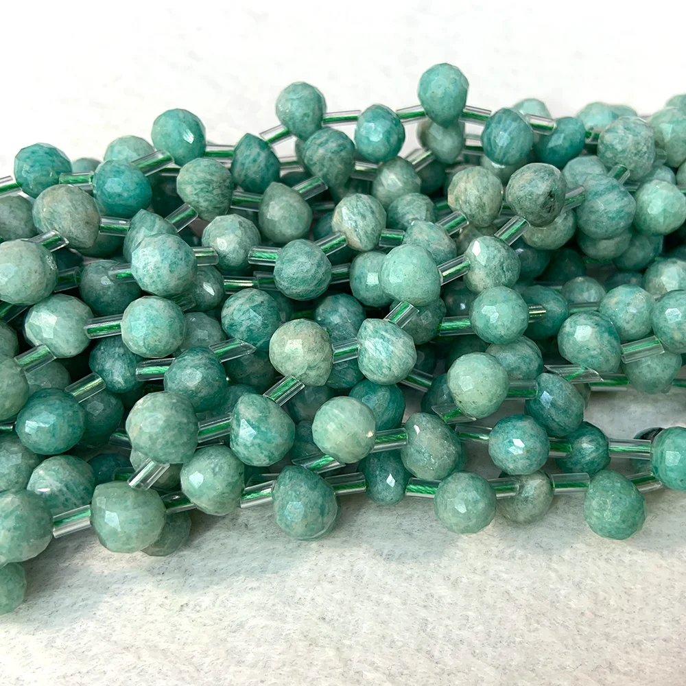 

Natural Green Amazonite Stone Beads 15'' Faceted Drop DIY Loose Beads For Jewelry Making Beads Necklace Earring For Women Gift