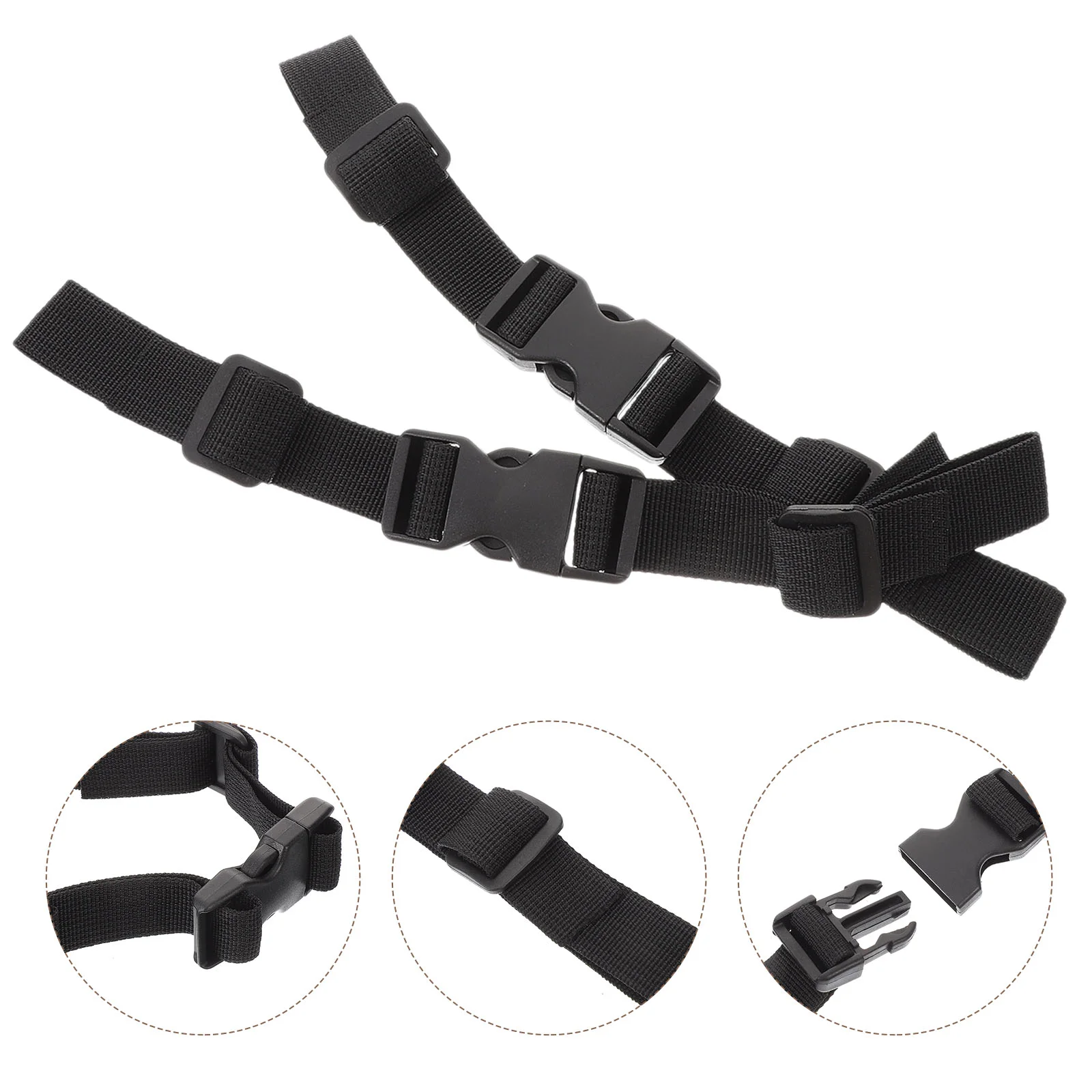 

2 Pcs Breast Tape Accordion Anti-slip Straps Backpack Chest Belt with Buckle Replacement Support Black Supply Child
