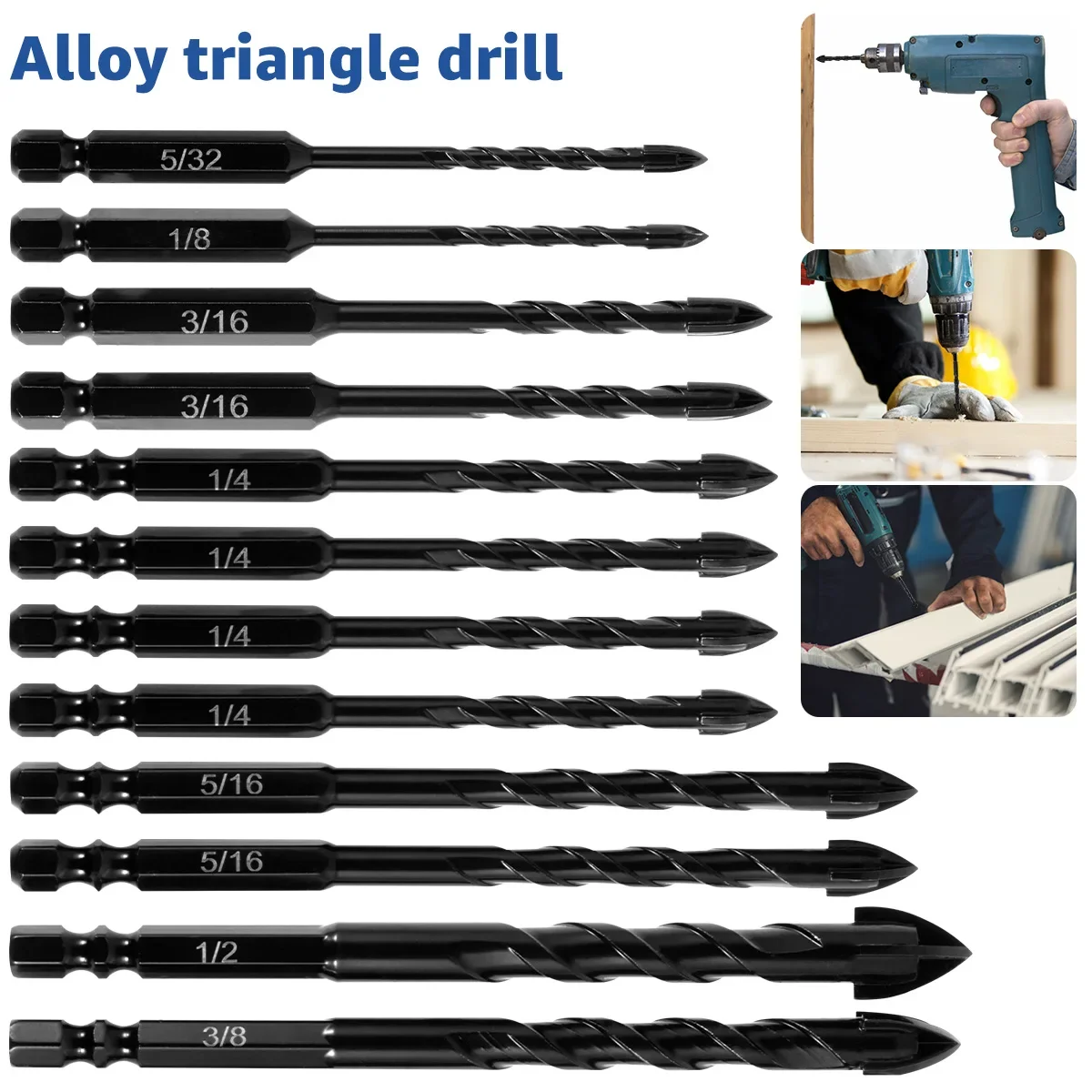 

Multifunctional Triangle Drill Bit Diamond Drill Set Ceramic Tile Concrete Brick Wood Glass Punching Hole Saw Metal Dril