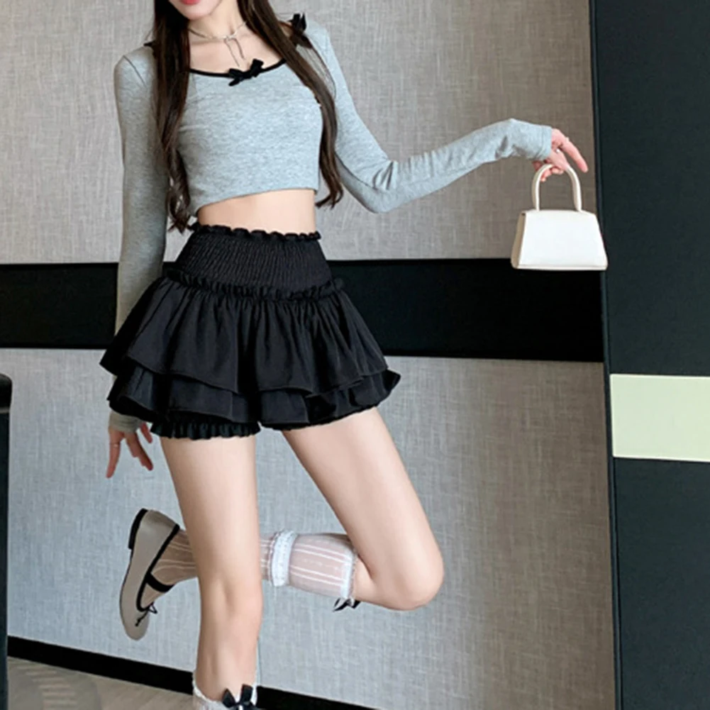 

Regular Length Elastic High Waist Home Vacation Daily Wear Fluffy Short Skirt Solid Pattern Suitable For All Seasons