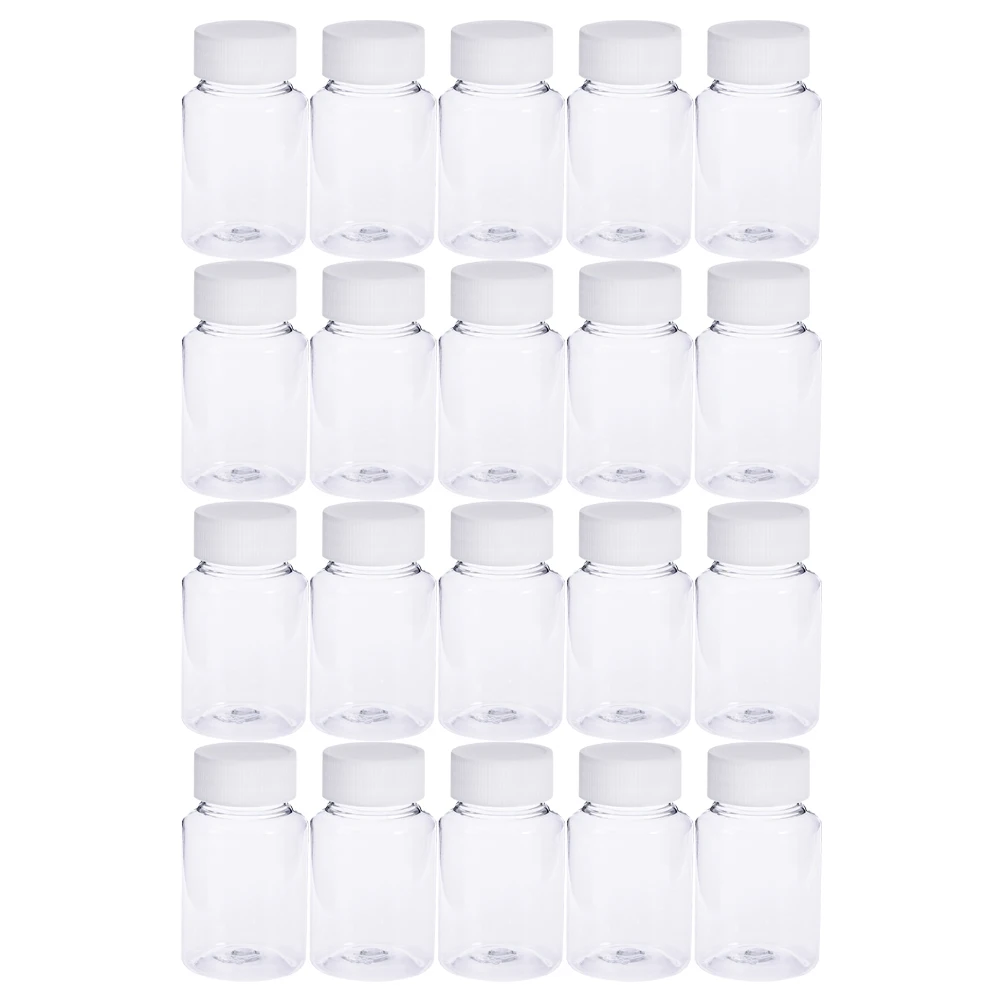 

20pcs 80Ml Plastic Subpackaging Bottle Transparent Pet Solid Liquid Container For Pills Vitamins Capsules Drugs Travel Empty