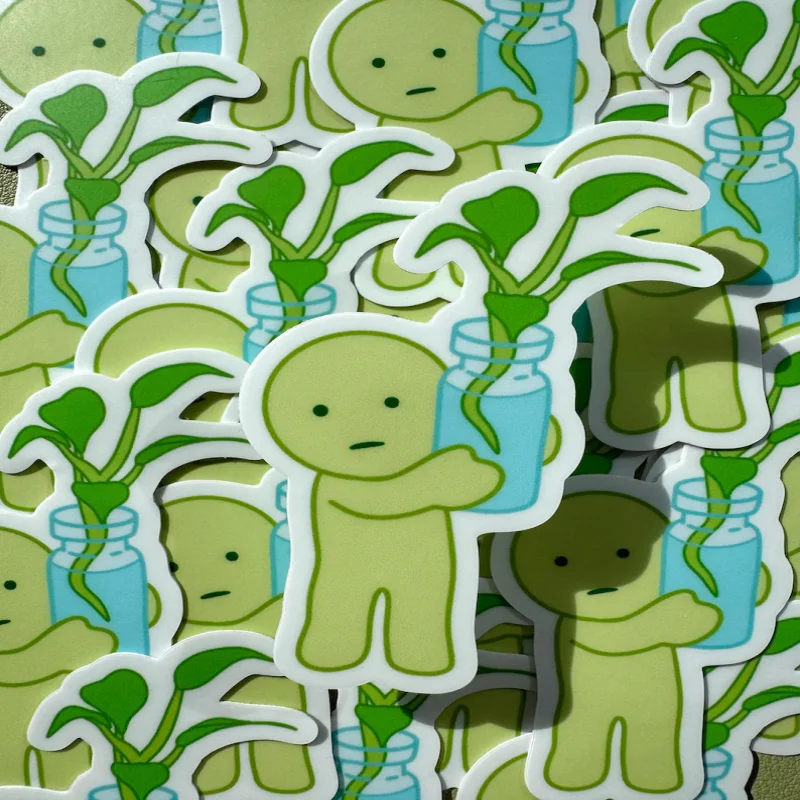 

10-60 Cute Smi*ski Stickers, Matte Vinyl Waterproof for Water Bottles Laptops, Kawaii Green Guy Decals, Trendy Gifts