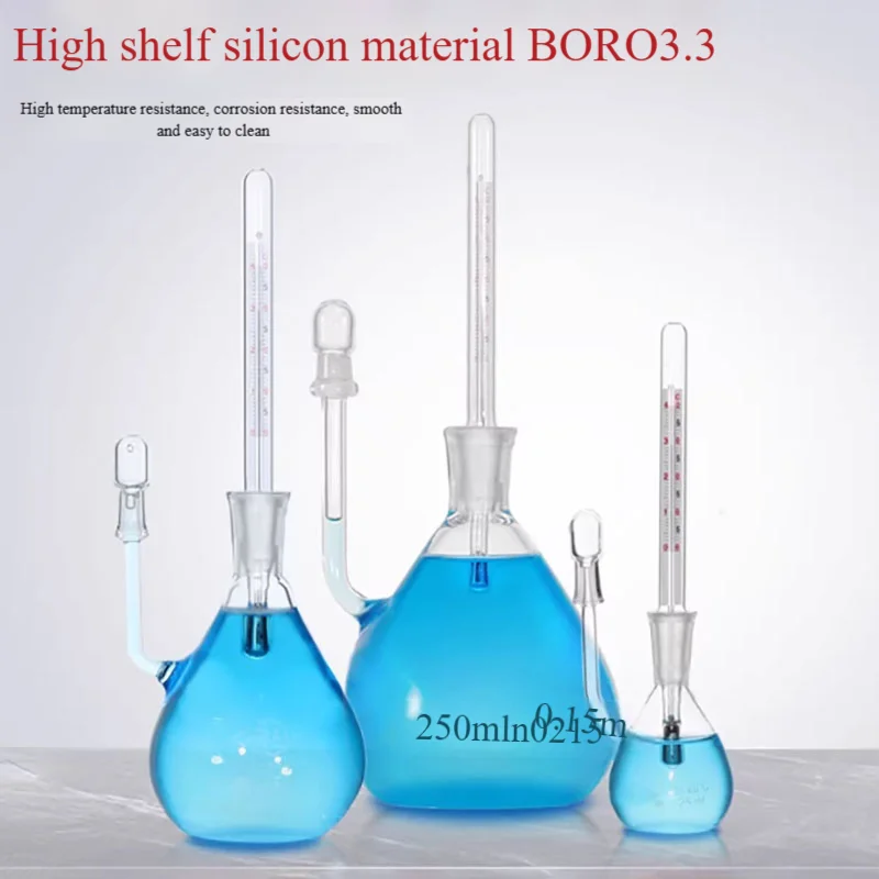 Glass attached temperature pycnometer density bottle with thermometer pycnometer 25ml50ml100ml