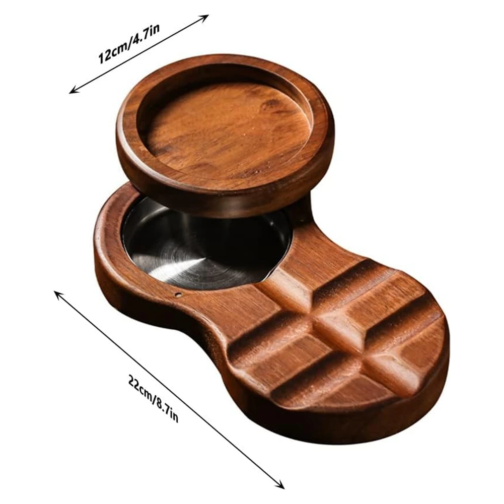 WORTHOWN- Posacenere in legno con rivestimento interno rimovibile in acciaio inossidabile per regalo da bar desktop per ufficio domestico
