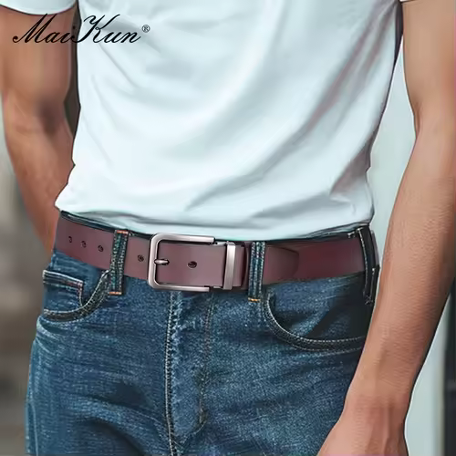 Maikun Genuine Leather Men's Belt Large Size Casual Belt   Alloy Pin Buckle Business Suit Belt Father's Day Present Gift - Image 6