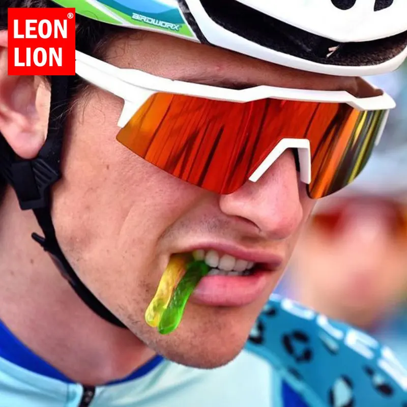 LeonLion Cycling Men Glasses Large Frame Siamese Outdoor Sports Sunglasses Women Running Sandproof Bicycle Sunglasses Equipment