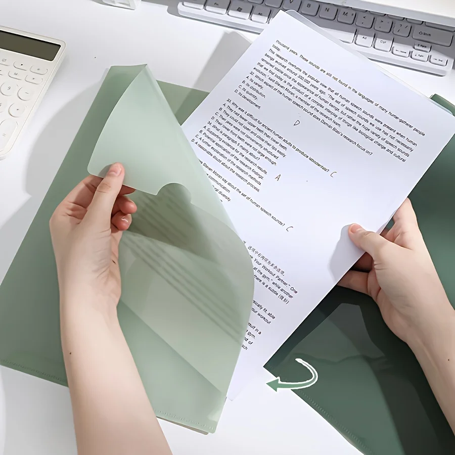 5-Pack A4 Gradient Green PP Plastic File Folders |Thick Office Organizer for Single Page Storage,Home and Office Document Holder view 5