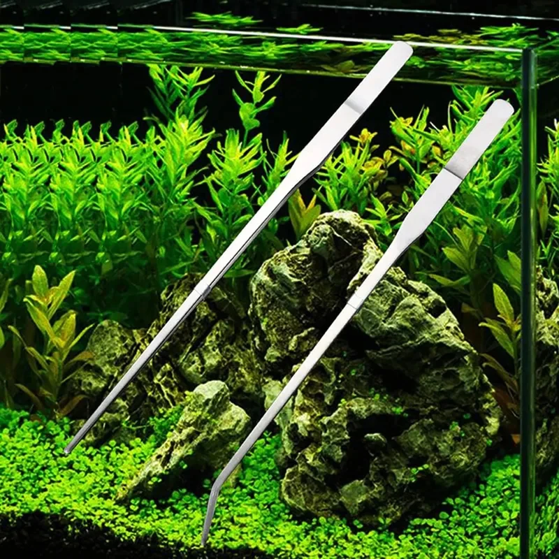 Pinzas Largas para Acuario - Pinzas Rectas y Curvas de 10.6 Pulgadas, Pinzas de Acero Inoxidable para Alimentación de Reptiles, Pinzas para Terrarios y Acuarios