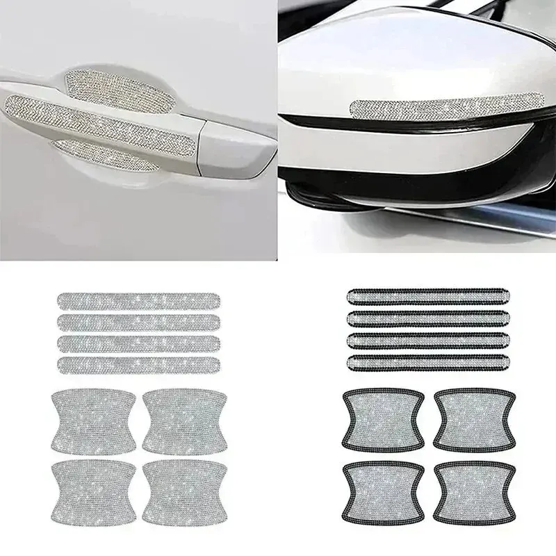 Diamond Door Handle Sticker Car Anti-scratch Door Bowl Protective Film Car Crystal Anti-collision Strip Car Sticker Sparkle Up