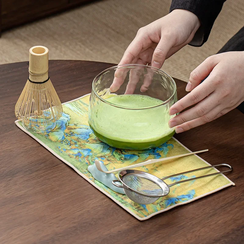 

5/7PSC Ceramic Matcha Bowl Large Capacity Smooth Matcha Whisk Stand High Temperature Resistant Tea Salad Soup Bowl