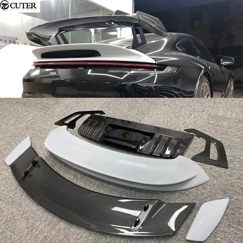 

911 992 GT3 Style Dry Carbon Fiber Rear Spoiler Fiber Glass Wing for 911 992 Carrera Car Body Kit