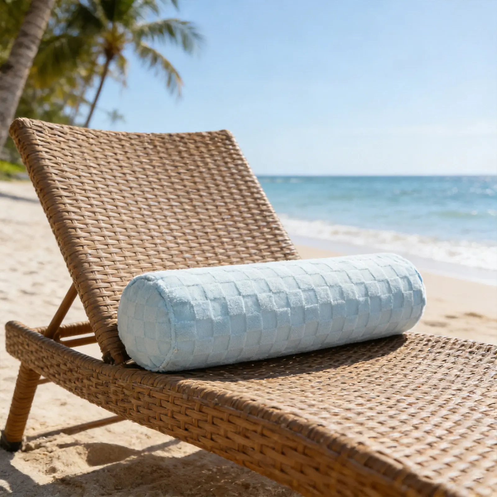 Cylinder Pillow Cover Sky Blue Soft Flannel Neck Roll Pillowcase Round Bolster Pillowcase Cover Removable Washable for Bedroom