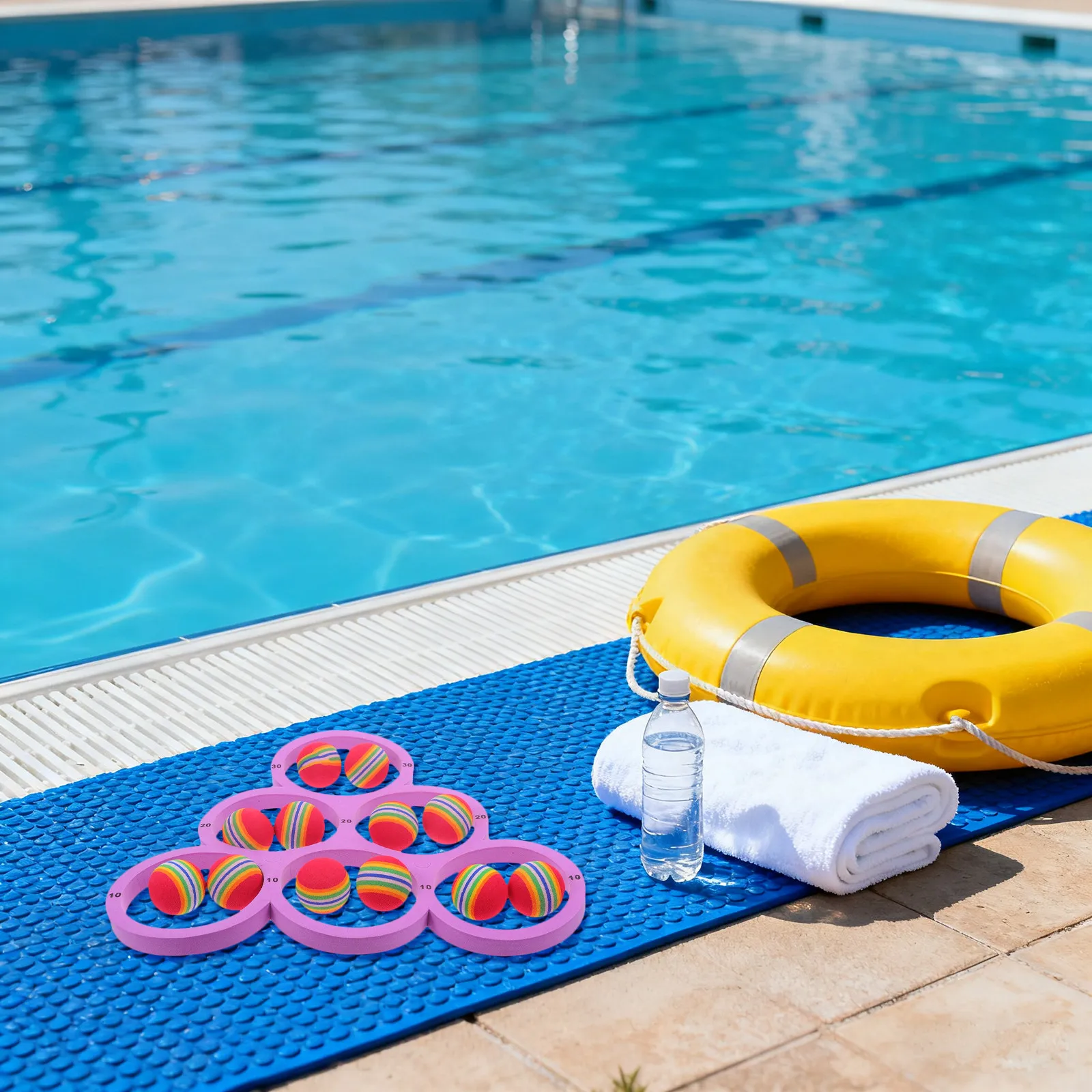 مجموعة ألعاب رمي الحلقات العائمة للمسبح، مصنوعة من مادة EVA، تتضمن 12 كرة مع علامات تسجيل النقاط، ألعاب رمي الحلقات العائلية الخارجية للمراهقين