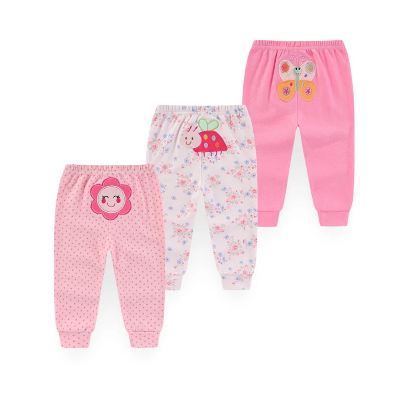 Kiddiezoom 3 Pcs/Lot Four Seasons Fashion Cartoon Unisex 100%Cotton Baby Boy Girl Pants Soft Infant Trousers
