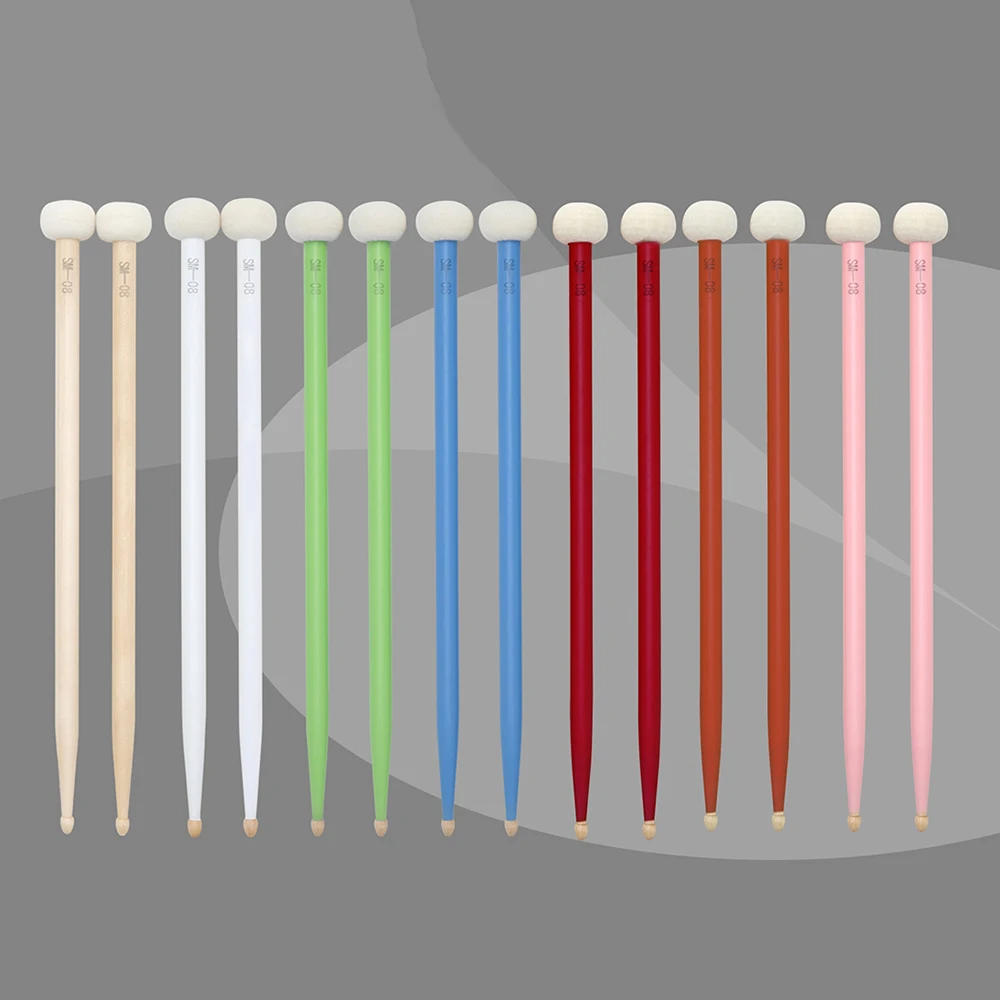 

M MBAT 1 Pair Drum Sticks Soft Felt Maple Wood Head Multifunction Drumstick Multi Colors Percussion Instrument Accessaries