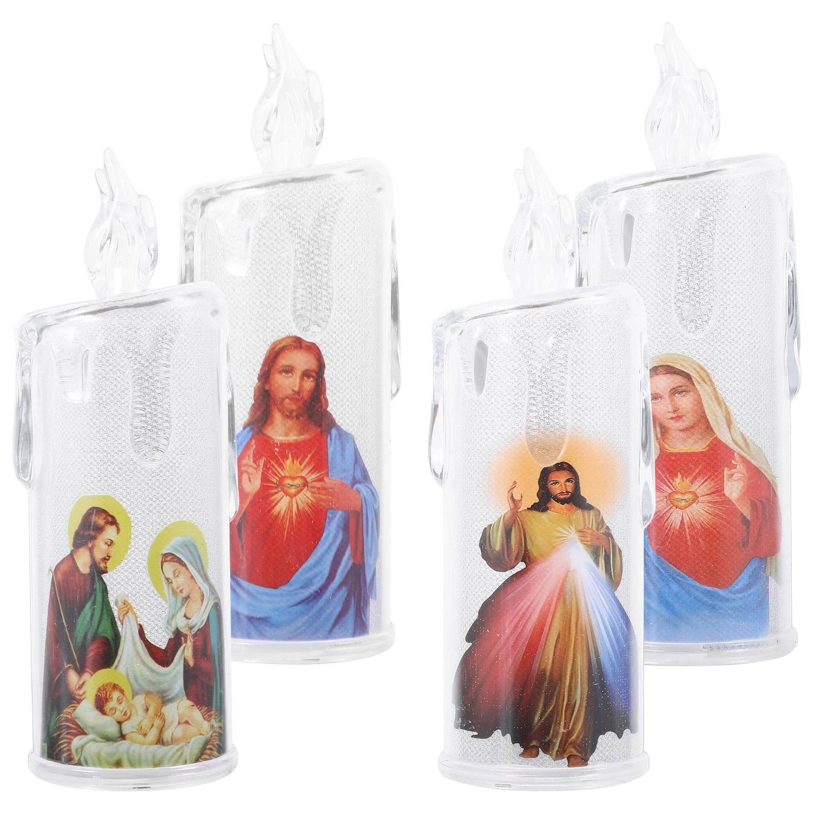 

4 Pcs LED Electronic Jesus Lamp Mass Supplies Divine Electric Lamp Blessings Christmas Easter Gift Holy Night