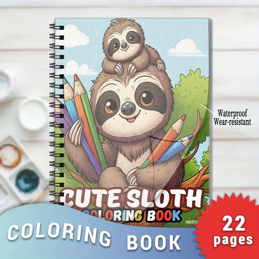 Cute Sloth Coloring Book - 8.3×11.2 Inches, 22 Pages. Parent - Child Sloth Designs for Relaxation. Sweet Gift for Sloth - loving