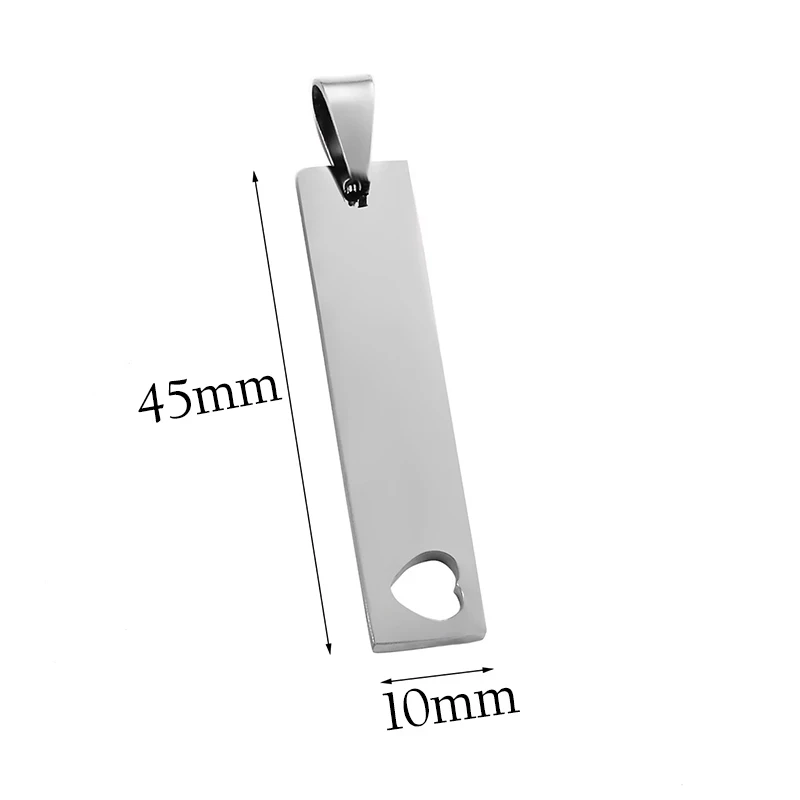 

10Pcs 10X45mm Stainless Steel Rectangle Blank Love Heart Plate Tag Pendant For Making Necklace Gift Punk Jewelry Dropship