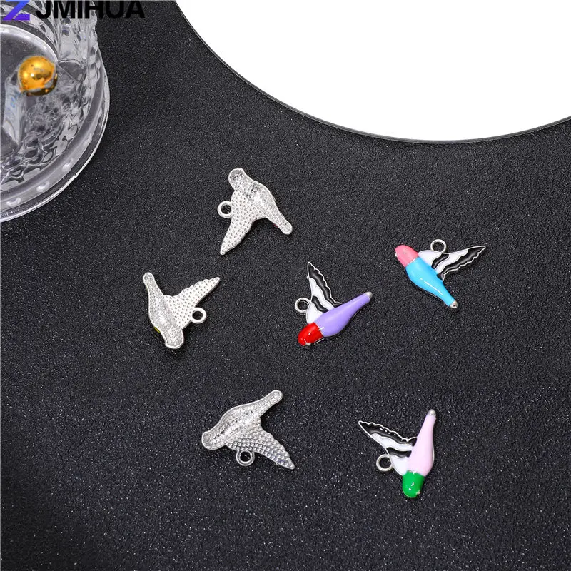 15pcs Enamel Charms Cute Birds Charm Pendant Supplies For DIY Handmade Necklaces Earrings Bracelets Jewelry Making Accessories