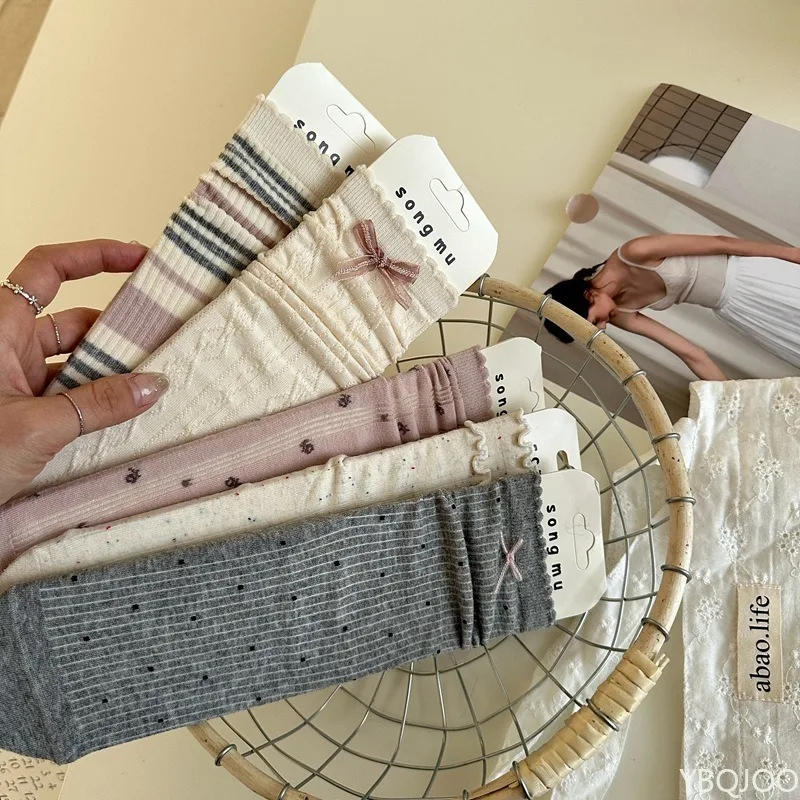 

5 пар осенне-зимних простых носков средней длины, модные универсальные милые женские носки, повседневные удобные женские носки