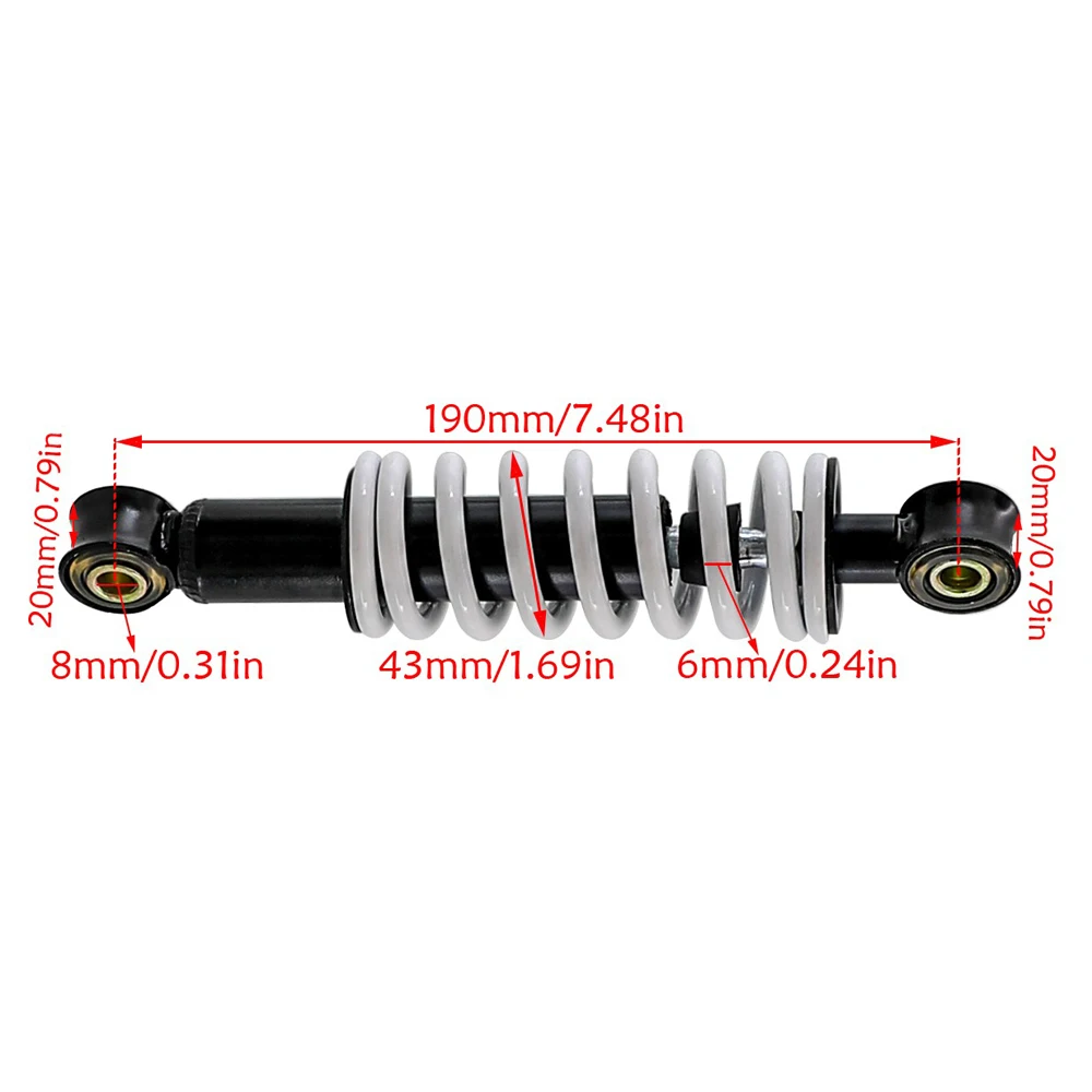 For mini Moto Rear Shock Absorber Spring Dirt Pocket Go Kart Bike ATV190mm 250LBS Shock Spring Motorcycle Parts Fast Delivery