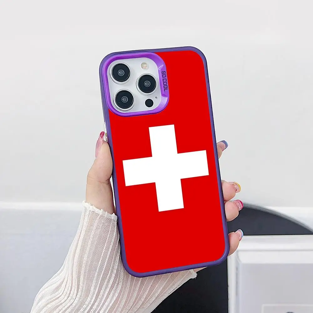 

Чехол для телефона с флагом Швейцарии для iPhone 17 16 15 14 13 12 11 X XR XS 8 7 Air Pro Max Plus, фиолетовый полупрозрачный чехол