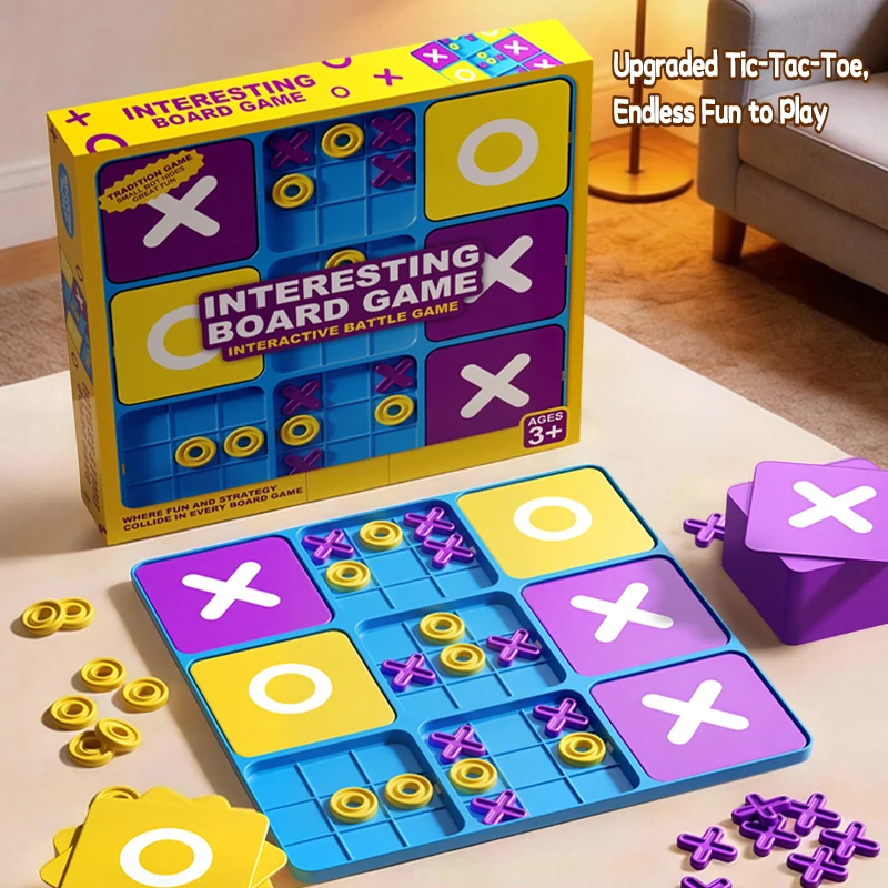 Upgraded Tic Tac Toe Board Game Set with XandO Pieces Interactive Game for Kids And Adults to Develop Logical Thinking