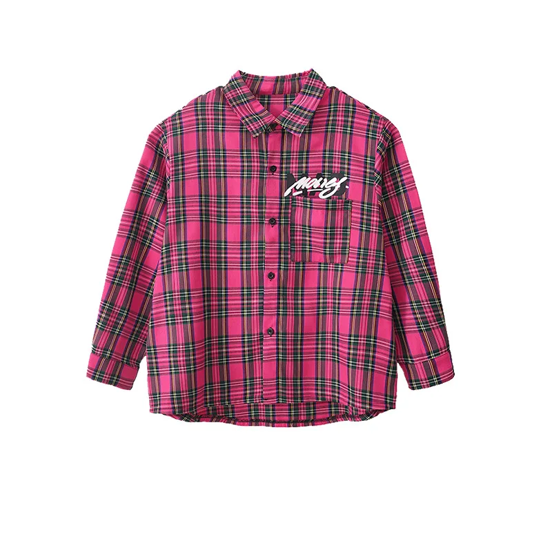 Kinder Hip Hop Tanz kleidung Plaid Langarm Shirt Tops Hosen Sporta nzug Mädchen Jazz Übungs kleidung Teenager Bühnen kostüme