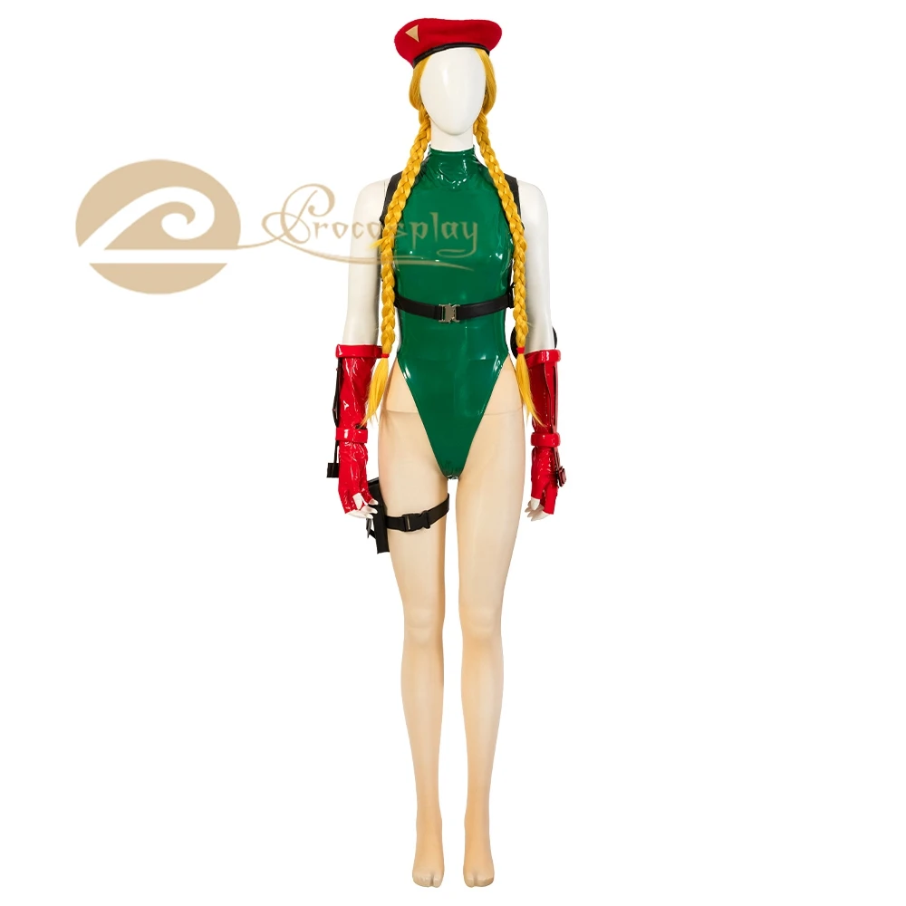 Game SF 5 Cammy White Cosplay Costume Hat Green Sexy Bikini Anime Outfit C08335