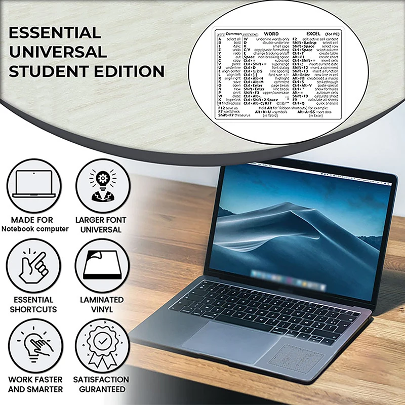 2Sheets For Windows PC Computer Reference Keyboard Shortcut Sticker Adhesive Transparent Sticker For Laptop Computer Shortcut