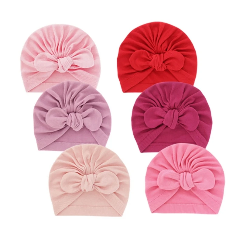 Soft Bonnet Caps Bowknot Turban Hat Caps Headwrap for 0-2 Year Baby Infant Toddlers Newborns Breathable Headwraps