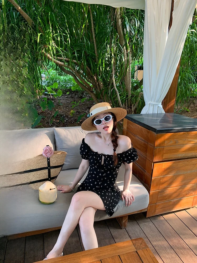 

EVNSLE Summer Pure Desire ort Sve Slim Fit с принтом и квадратным воротником, топ на одно плечо, женская хлопковая рубашка