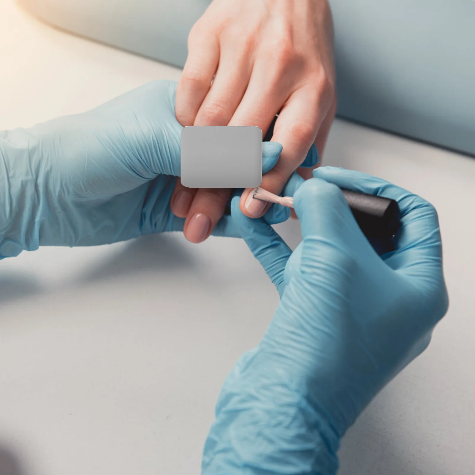 2-set roestvrijstalen vingerring voor make-up nail art palet manicure diy kleurmengplaat salon gereedschap