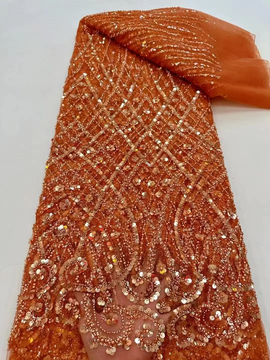 1 Yard african fabric for women Sequins Beaded Groom High-Quality French Tulle Embroidery Nigerian Style Wedding Dress Material