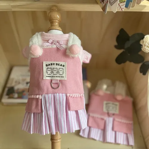 귀여운 반려동물 봉제 공주 원피스 스트랩 스커트, 강아지 작은 플라잉 슬리브, 기본 강아지 코트, 겨울 강아지 옷, 볼 스커트 개 의류 