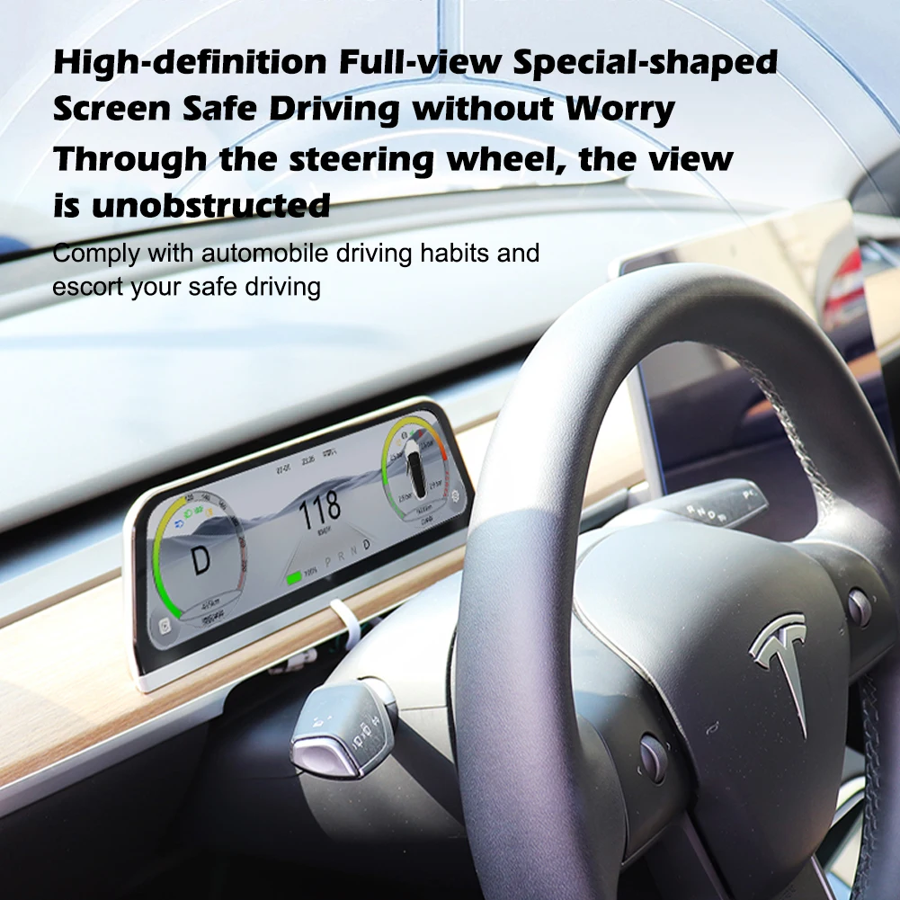 Per Tesla Model 3 Y Head-Up Display HUD Touch Screen da 9.66 pollici con Wireless Carplay Android Auto Speaker Navigation Speed Power