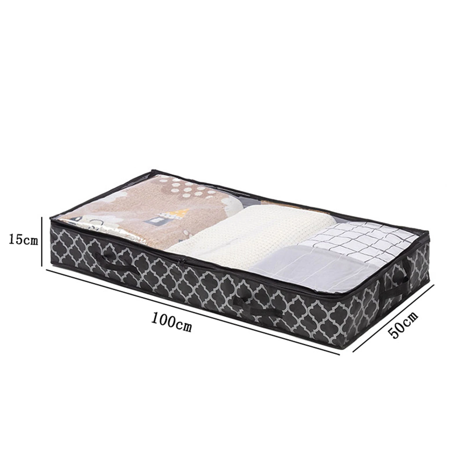 

Underbed Storage Containers Double Zipper Closure Storage Box for Beddings Comforters Pillows