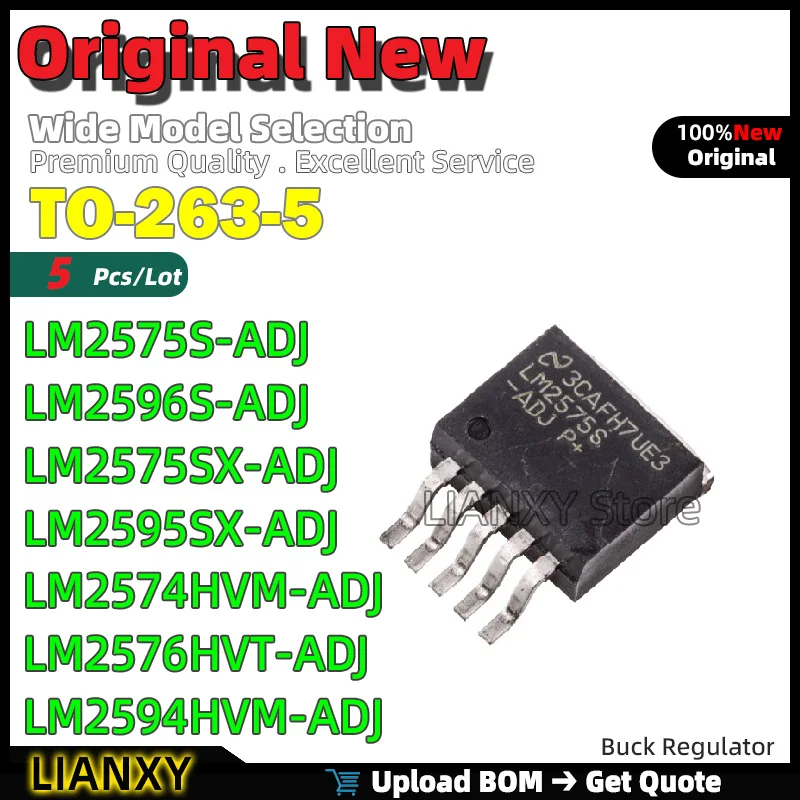 

5pcs TO-263-5 LM2575S-ADJ LM2596S-ADJ LM2575SX-ADJ LM2595SX-ADJ LM2574HVM-ADJ LM2576HVT-ADJ LM2594HVM-ADJ LM2596HVS-ADJ New