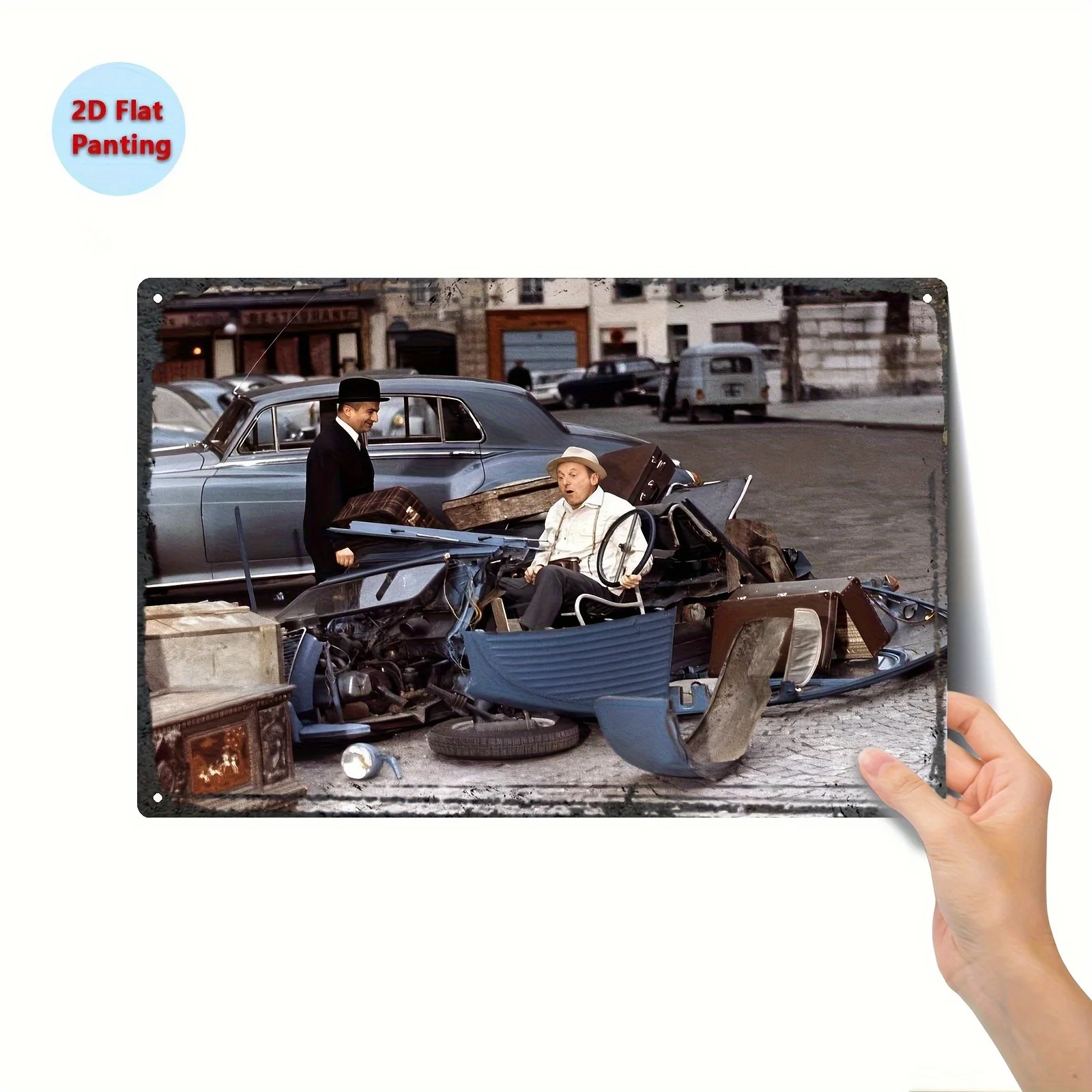 [JIT] 1 Stück Aluminiumschild, Modekunst mit Bourvil im Film „Le Corniaud“ von 1964, 20*30 cm/8*12 Zoll