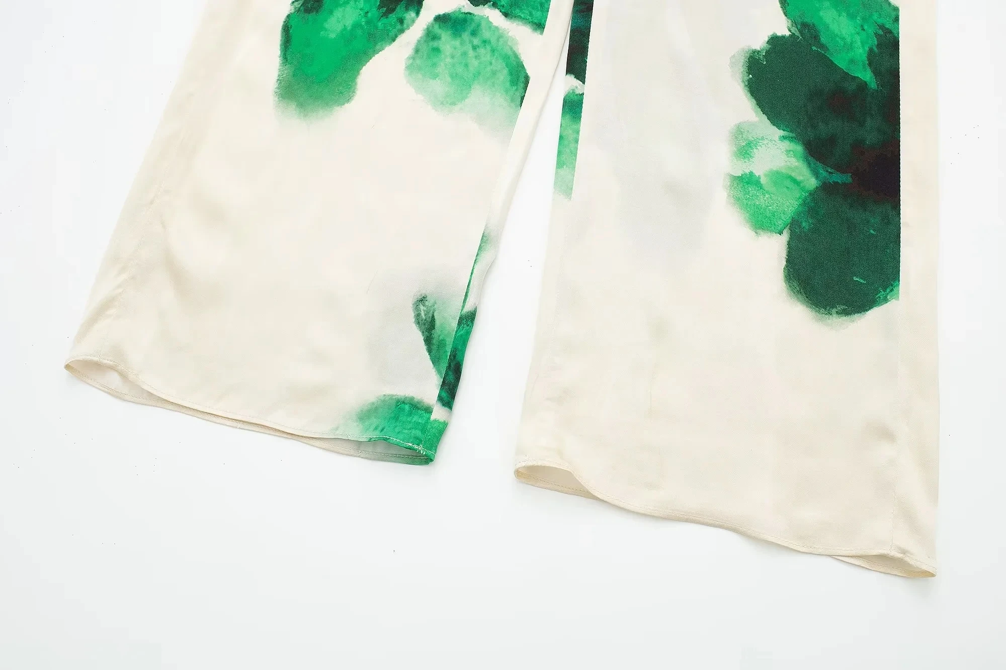 HH Frauen Fashion Floral Print Bluse Hose Sets Langarm Revers Hemd Kordelzug Breite Bein Hosen Weibliche Streetwear Anzug – Detail 19