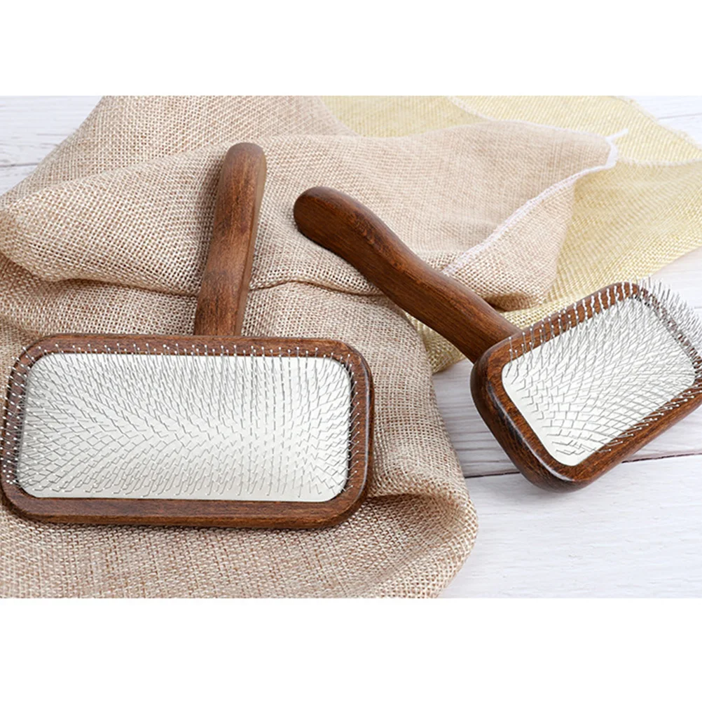 

Pet Grooming Comb Wood Stainless Steel Hair Cleaner for Cats Dogs Portable Lightweight Massager Long Short Hair Rake