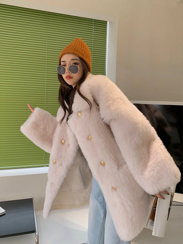 Winter Toka lambskin, shear-cut fur coat, women's fur one-piece long fur coat, medium to long young style